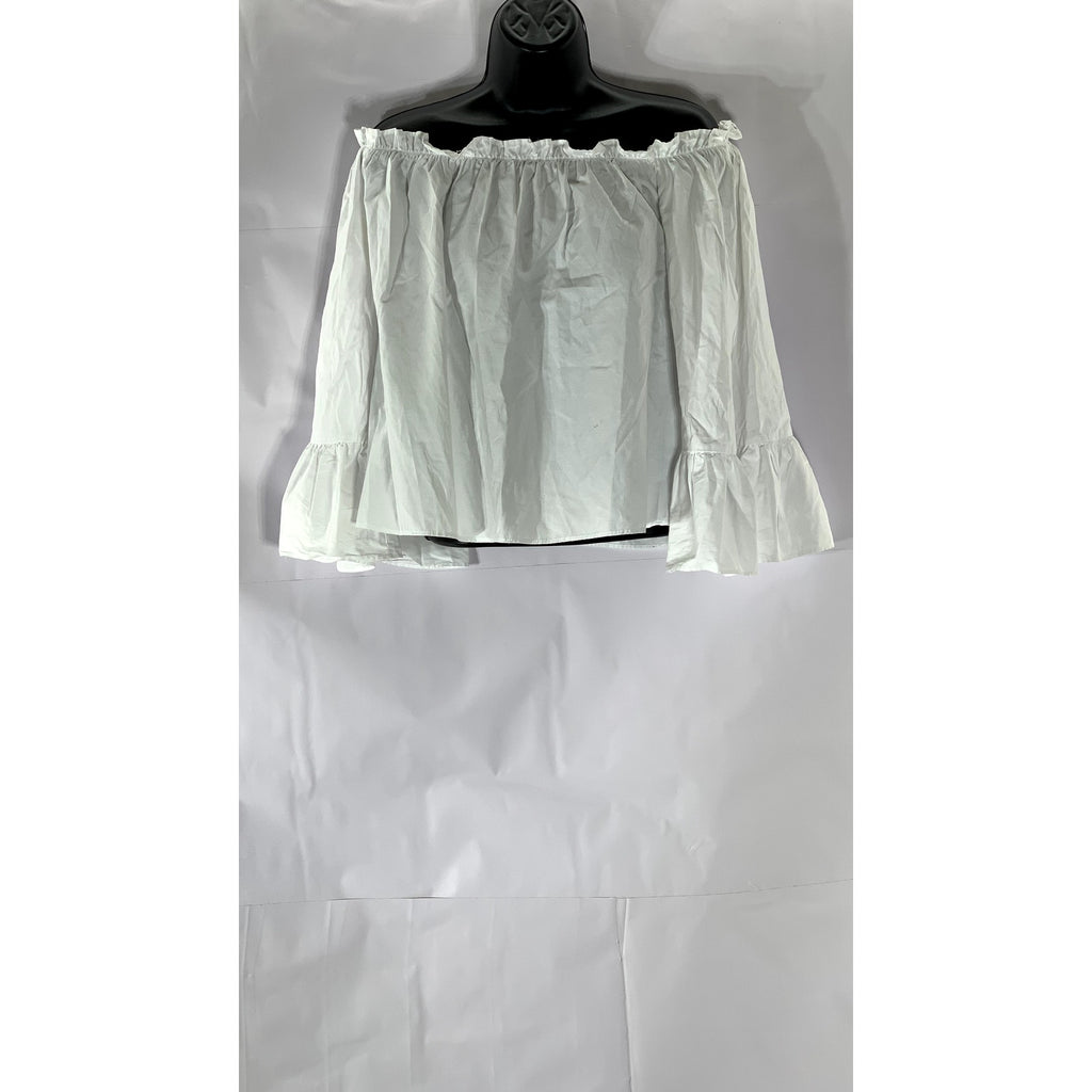 ATMOSPHERE Women’s White Off-The-Shoulder Long Sleeve Ruffle Top SZ 6