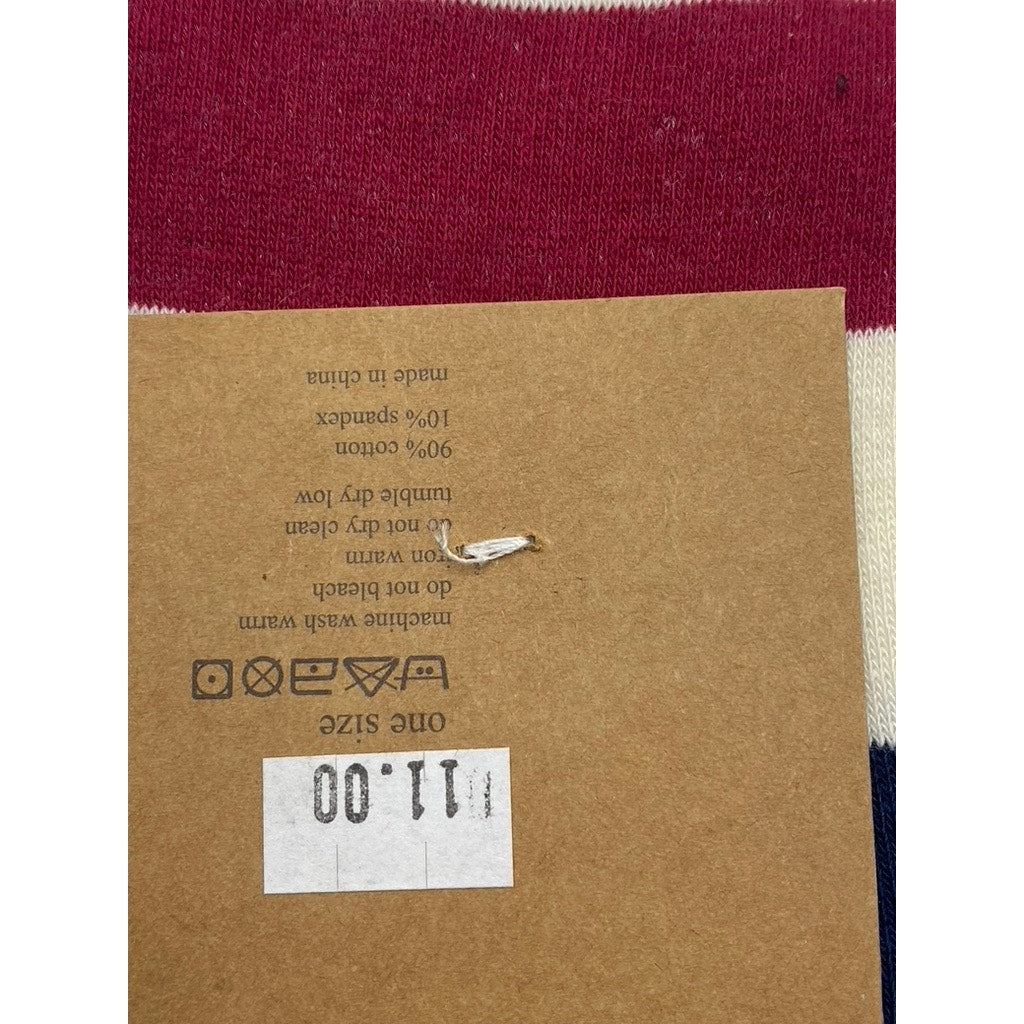 LOOK FOOTWEAR Women’s Red-Blue Striped-Star Over The Knee Socks SZ OS