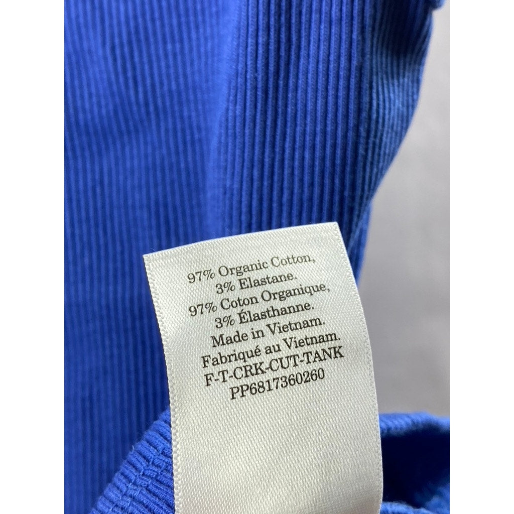 EVERLANE Women's Dark Blue Crewneck Ribbed Cutout Tank Top SZ XS