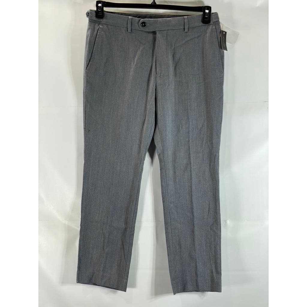 TASSO ELBA Men's Grey Combo Herringbone Florence Wool-Blend Dress Pants SZ 34X30