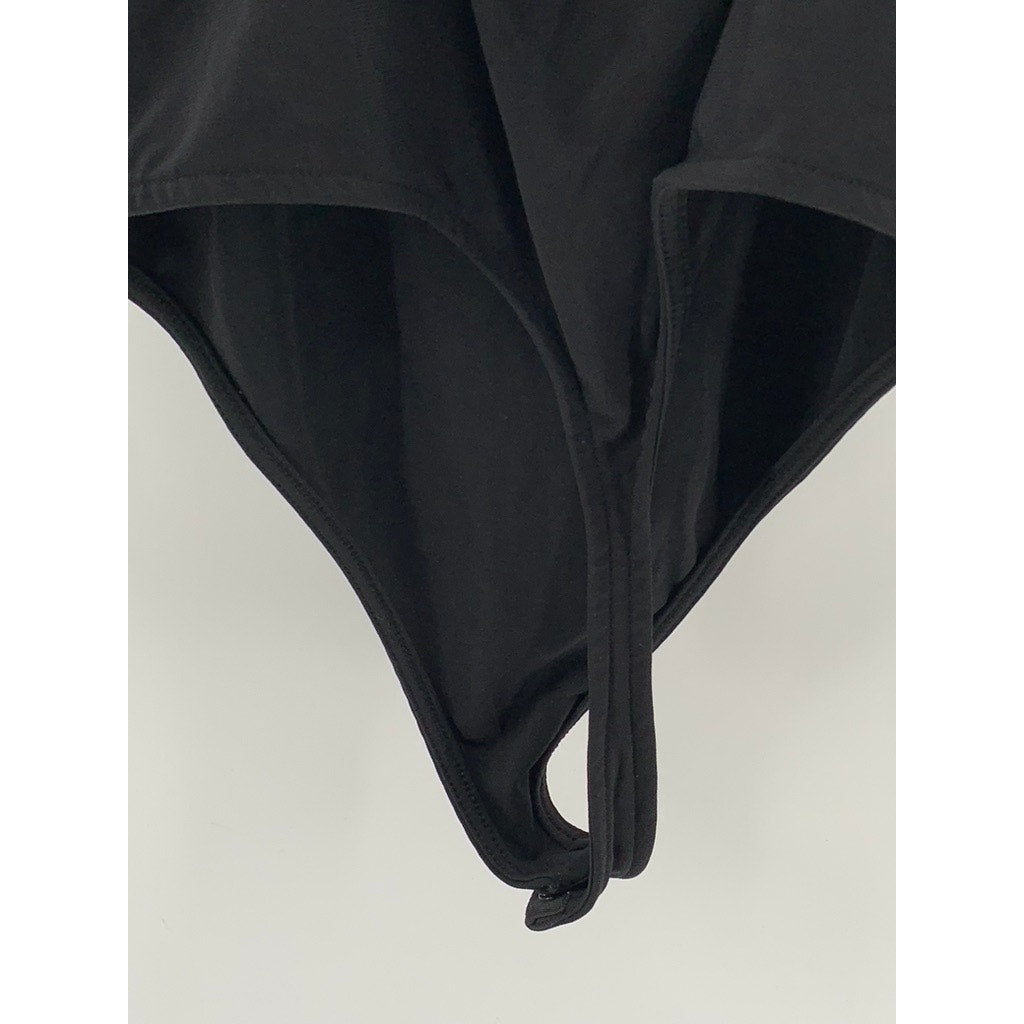 OPEN EDIT Women's Black Crewneck Cutout Back Bodysuit SZ S