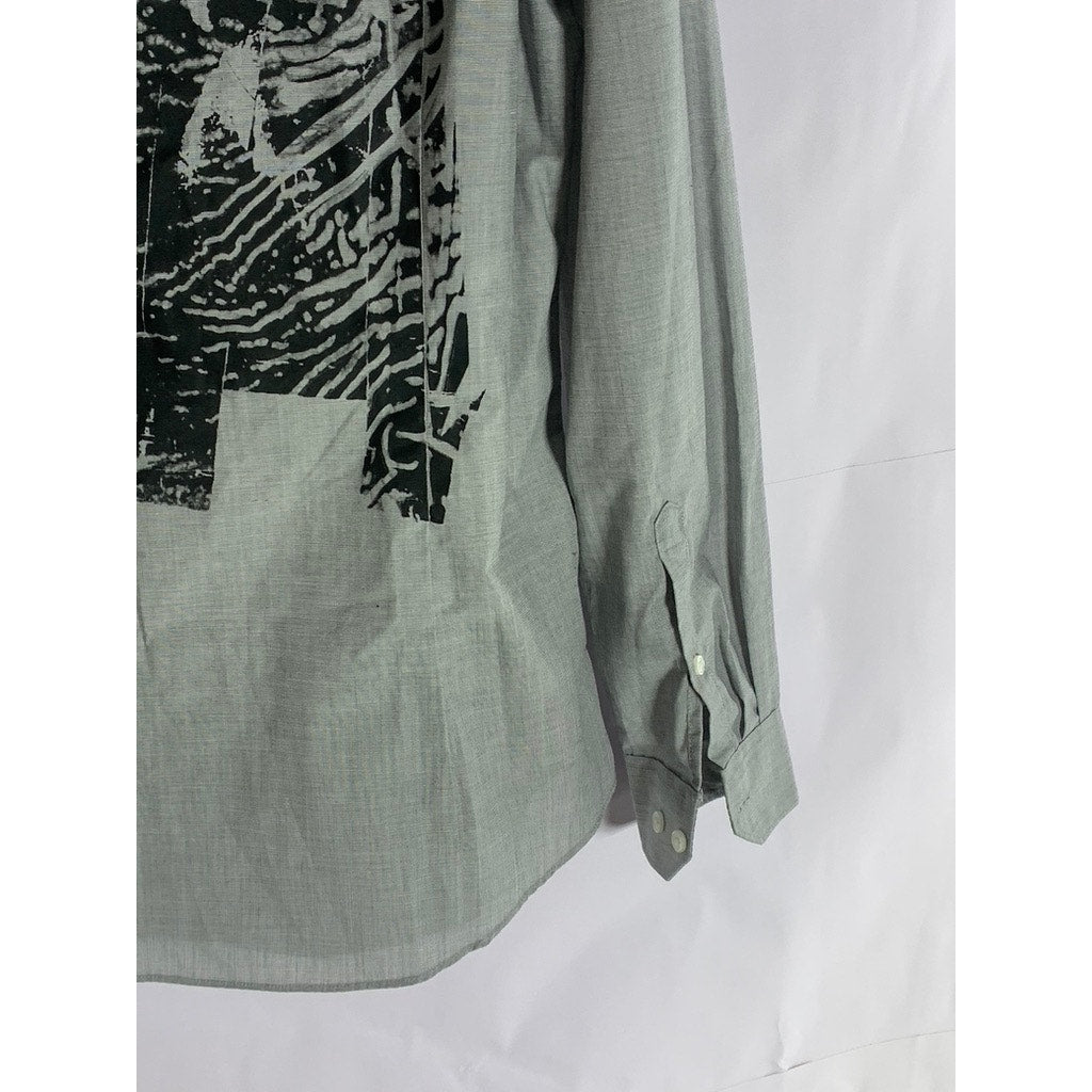 H&M Men's Gray Custom Made Slim Fit Easy Iron Button-Up Long Sleeve Shirt SZ M