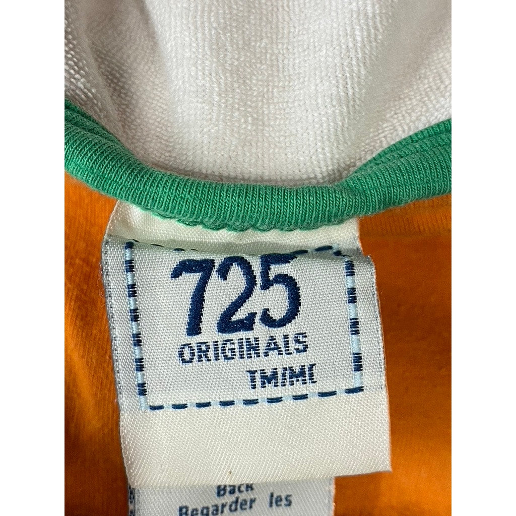 725 ORIGINALS Women's White/Green/Orange Striped V-Neck Vintage Casual Dress SZL