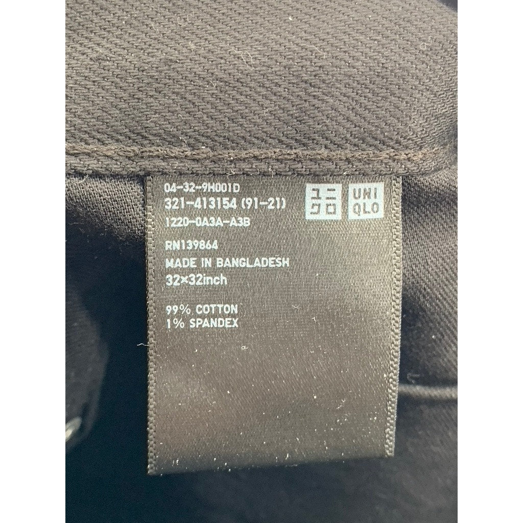 UNIQLO Men's Solid Black Denim Slim-Leg Regular-Fit Five-Pocket Jeans SZ 32X32