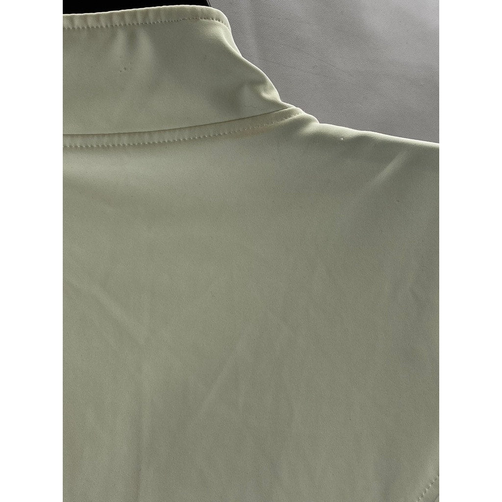 UNBRANDED Women’s White Stand Collar Fitted Zip-Up Sweater SZ XS