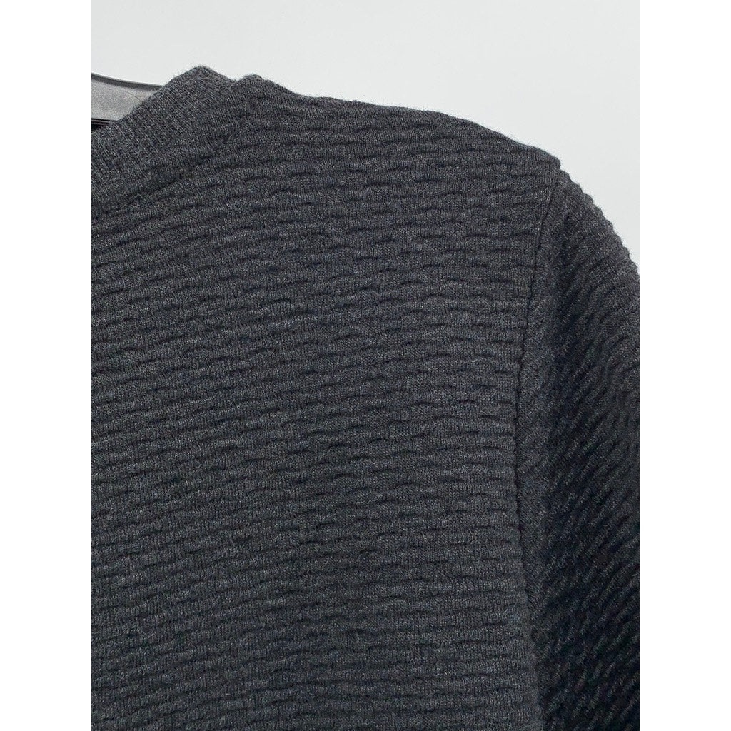 DENIM TOM TAILOR Women's Black Textured Crewneck Top SZ L