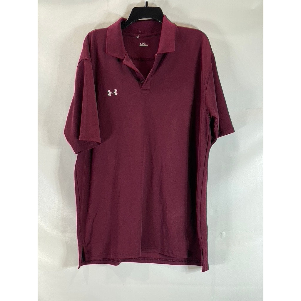 UNDER ARMOUR Men's Burgundy Regular-Fit Short Sleeve Polo SZ L