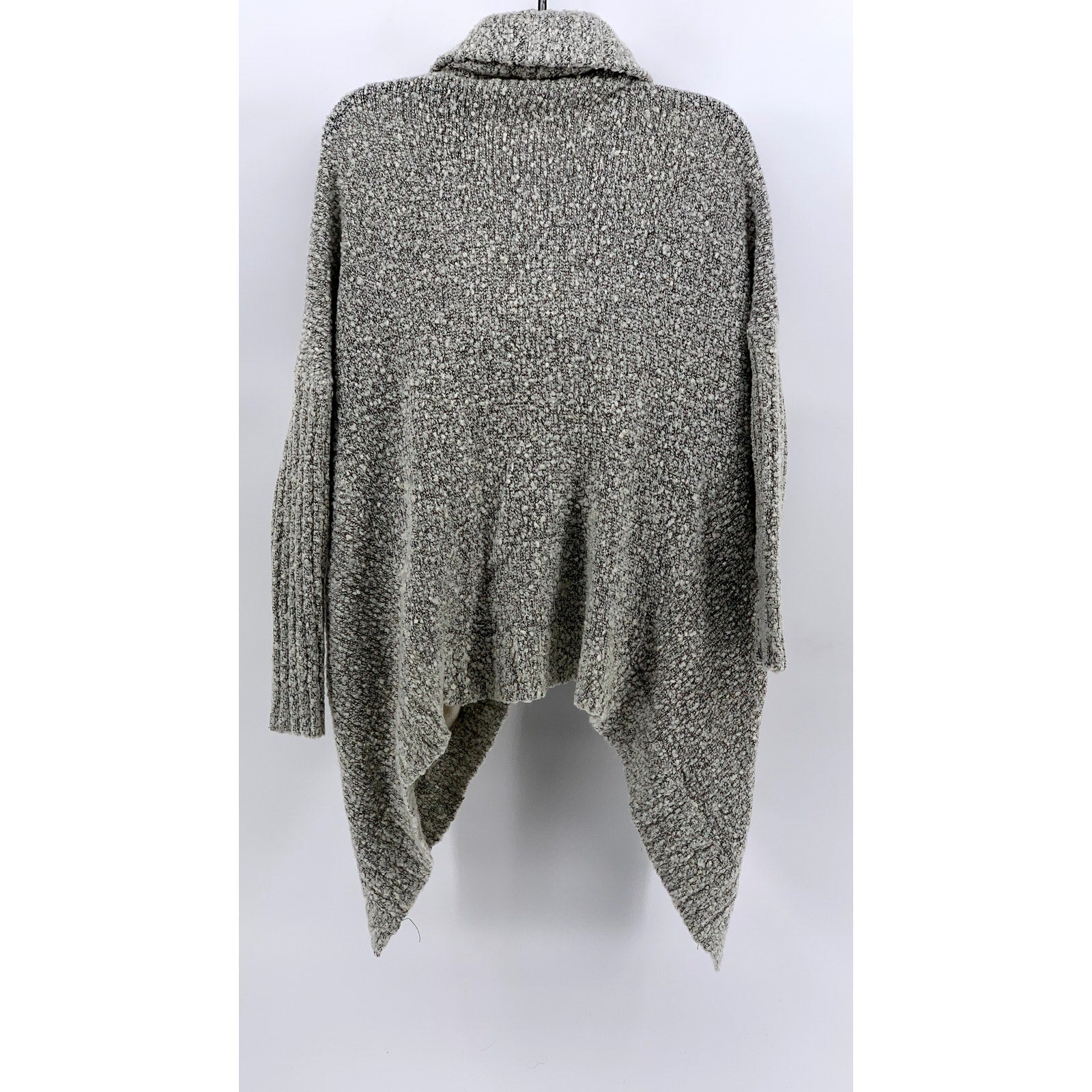 RDI Women's Gray Marled Cowl-Neck Asymmetrical Poncho SZ L