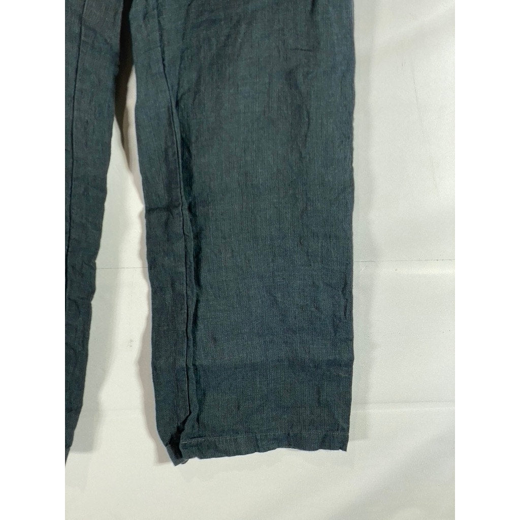 SUSANNA DAVIS Women's Blue Pure Linen Wide-Leg Pant SZ S