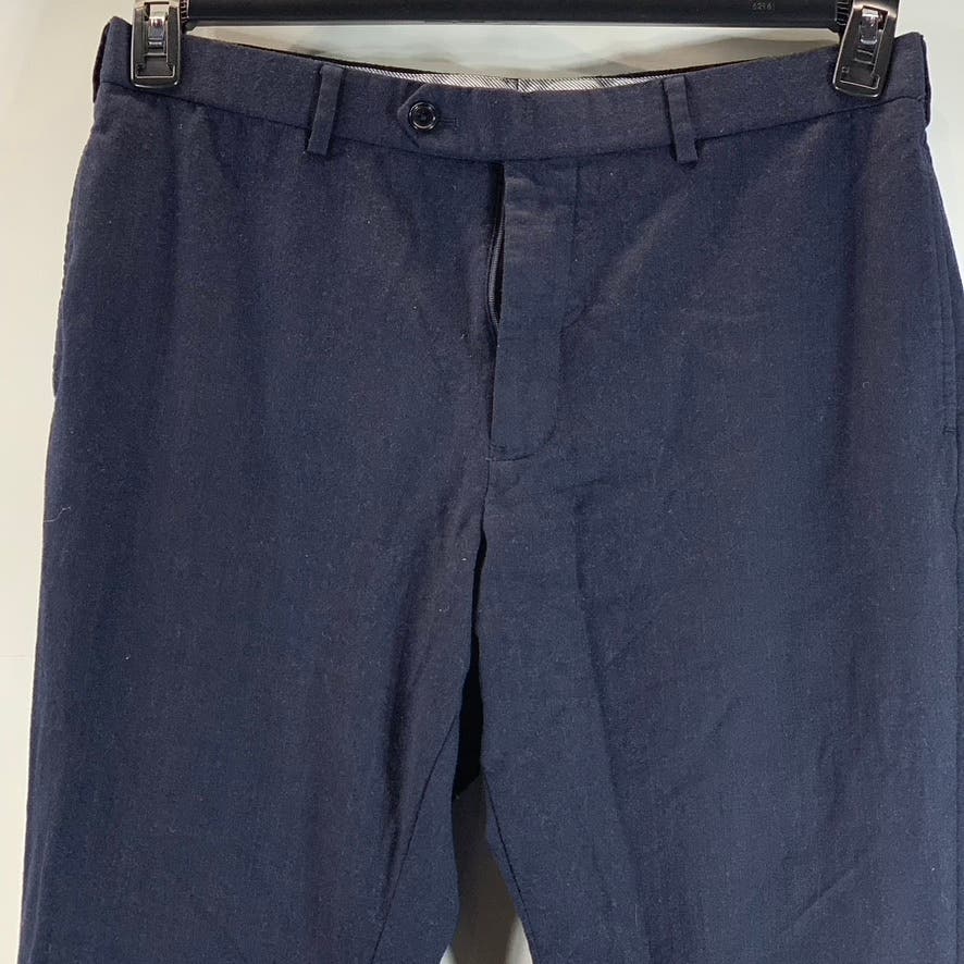 BROOKS BROTHERS 1818 Men's Navy Classic-Fit Fitzgerald Wool Flat Front Pant SZ36