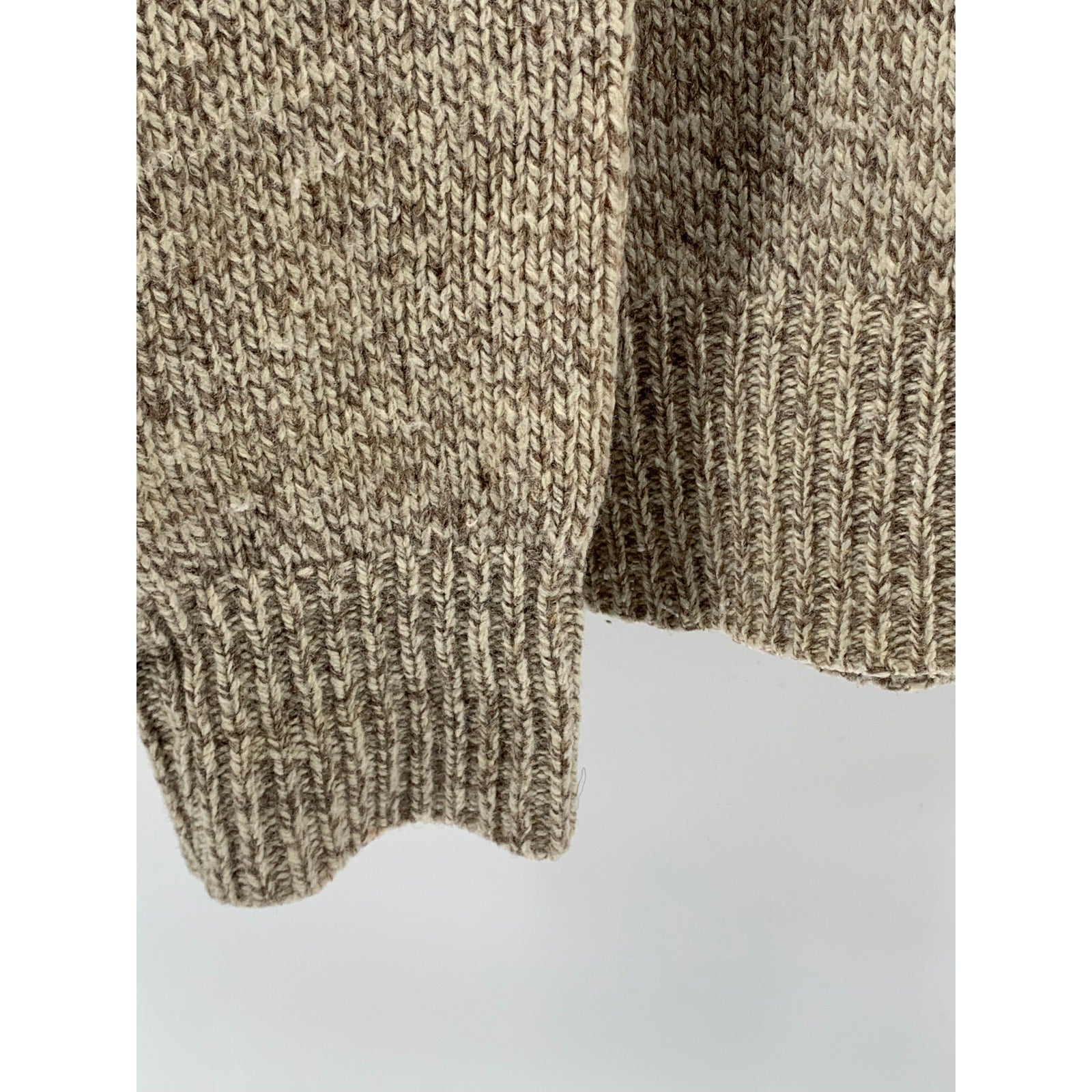 LANDS END Men's Vintage Tan Wool Crewneck Fisherman Knit 90's Sweater SZ M