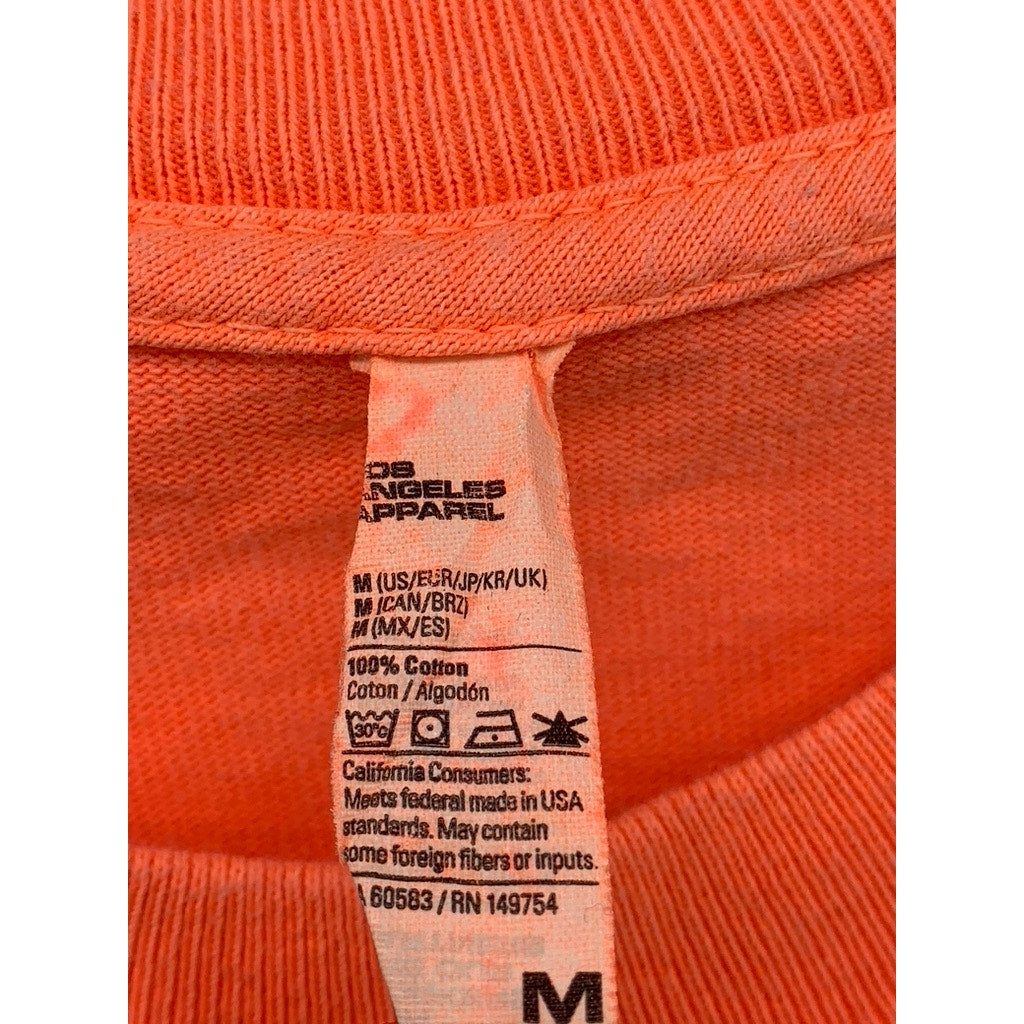 LOS ANGELES APPAREL Men’s Neon Orange Solid Crewneck Long Sleeve T-Shirt SZ M