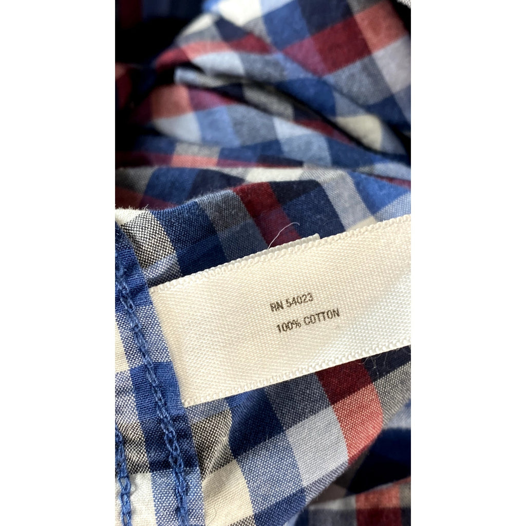 GAP Men's Multicolor Mini Check Regular-Fit Long Sleeve Button-Up Shirt SZ L