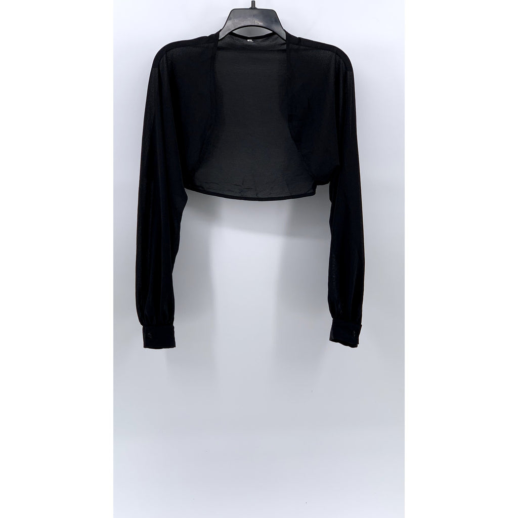 UNBRANDED Women's Black Sheer Open-Front Long Sleeve Cropped Shawl SZ S