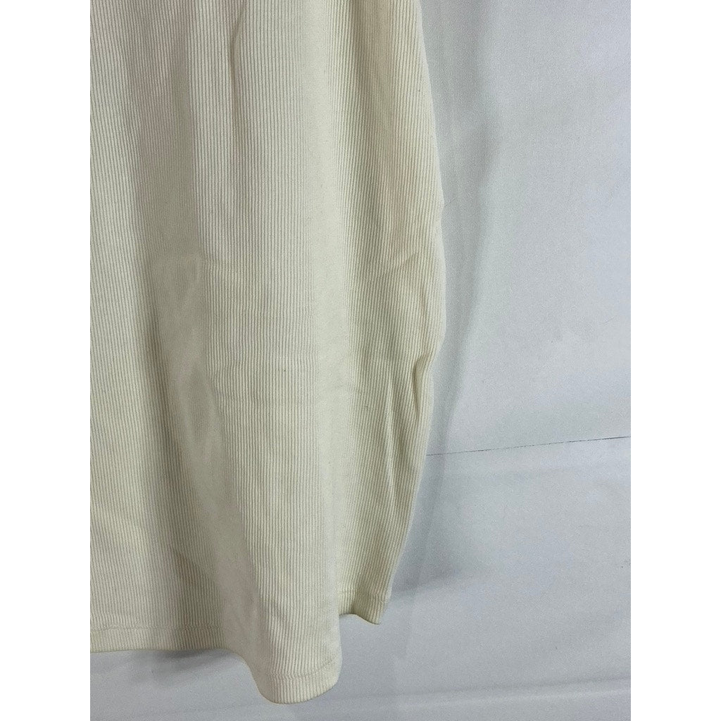 DAILY PAPER Women's Beige Ribbed Erib Crewneck Sleeveless Mini Dress SZ M