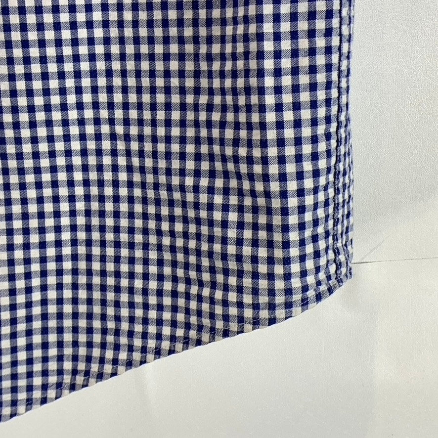 LANDS' END Men's Blue Gingham Regular-Fit Button-Up Shirt SZ S 14/14.5