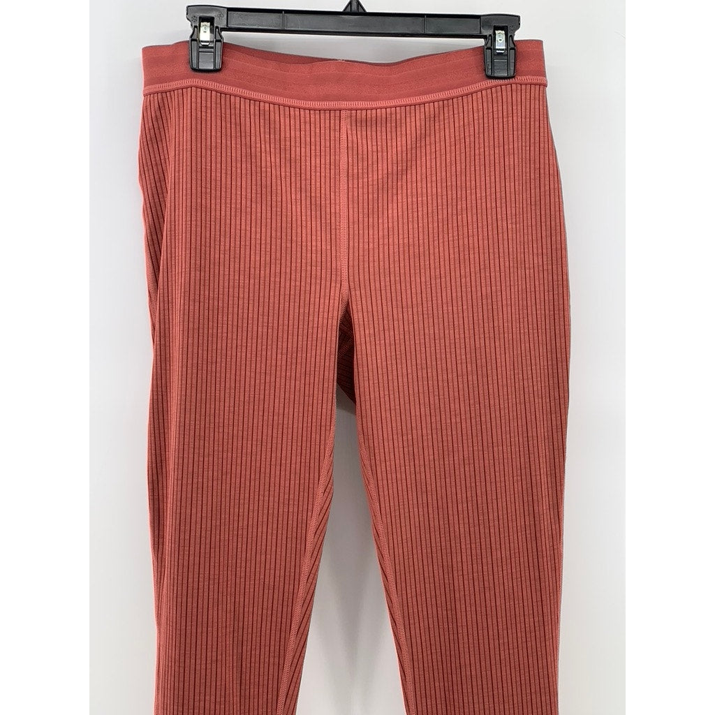PRANA Women's Orange Ribbed Elastic-Waist Pull-On Leggings SZ L