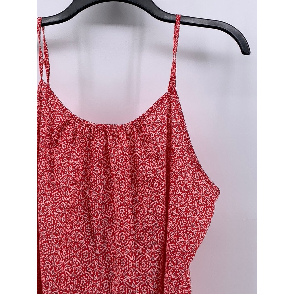 FADED GLORY Women's Red Printed Scoop-Neck Tank Top SZ L