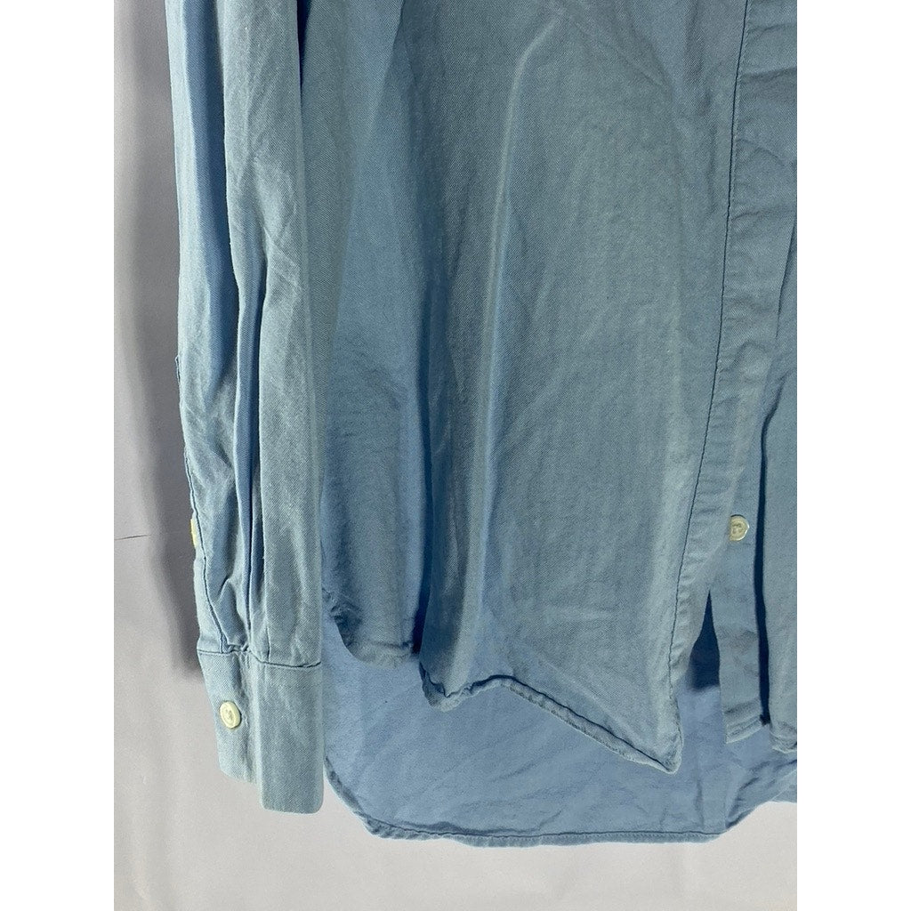 CORELIFE Women's Light Blue Regular-Fit Button-Up Long Sleeve Top SZ L