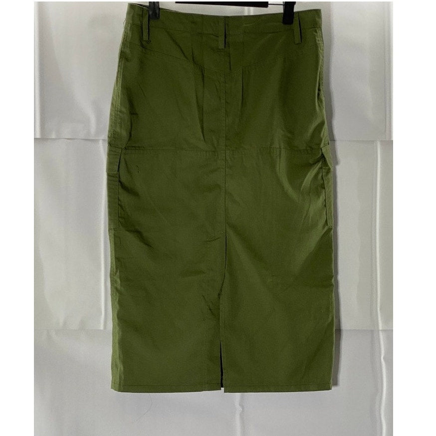 MOTEL Women's Dark Olive Widya Midi Straight Cargo Skirt SZ XS(US4)