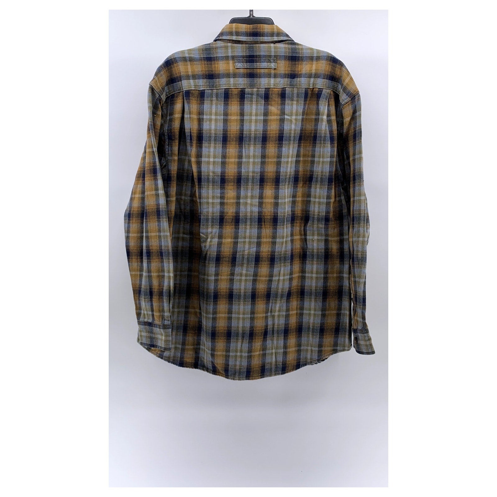 DULUTH TRADING CO. Men's Blue-Yellow Plaid Regular-Fit Button-Up Shirt SZ L