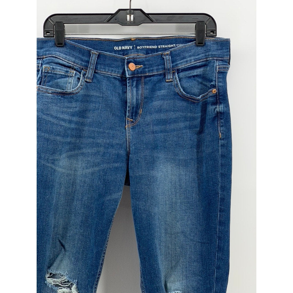 OLD NAVY Women's Blue Distressed Boyfriend Straight Jeans SZ 6