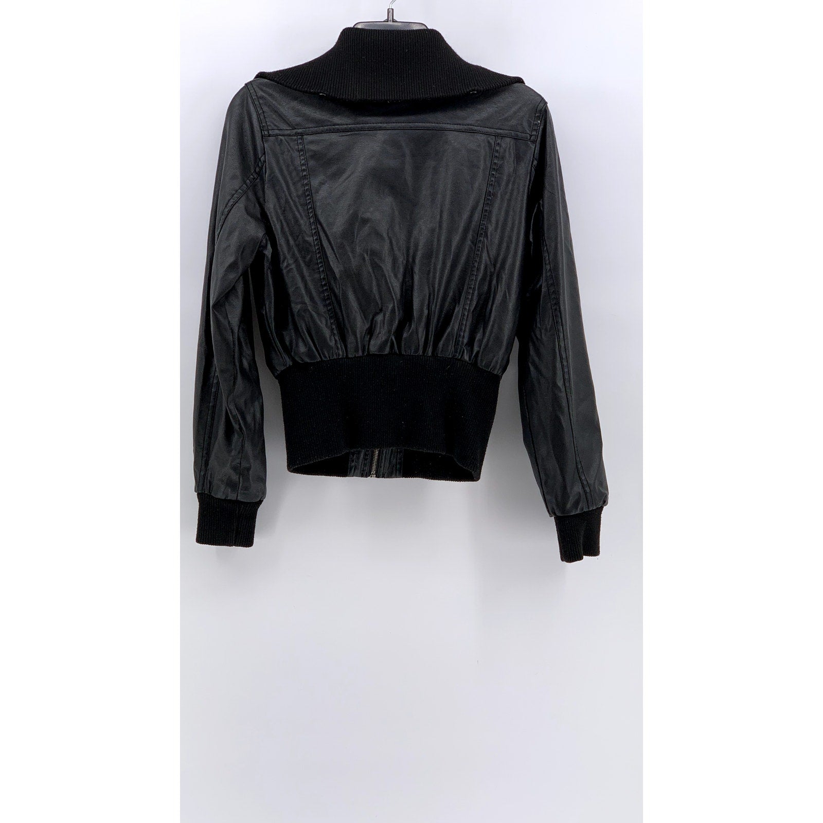 NEW LOOK Women's Black Faux-Leather Zip-Up Moto Jacket SZ M