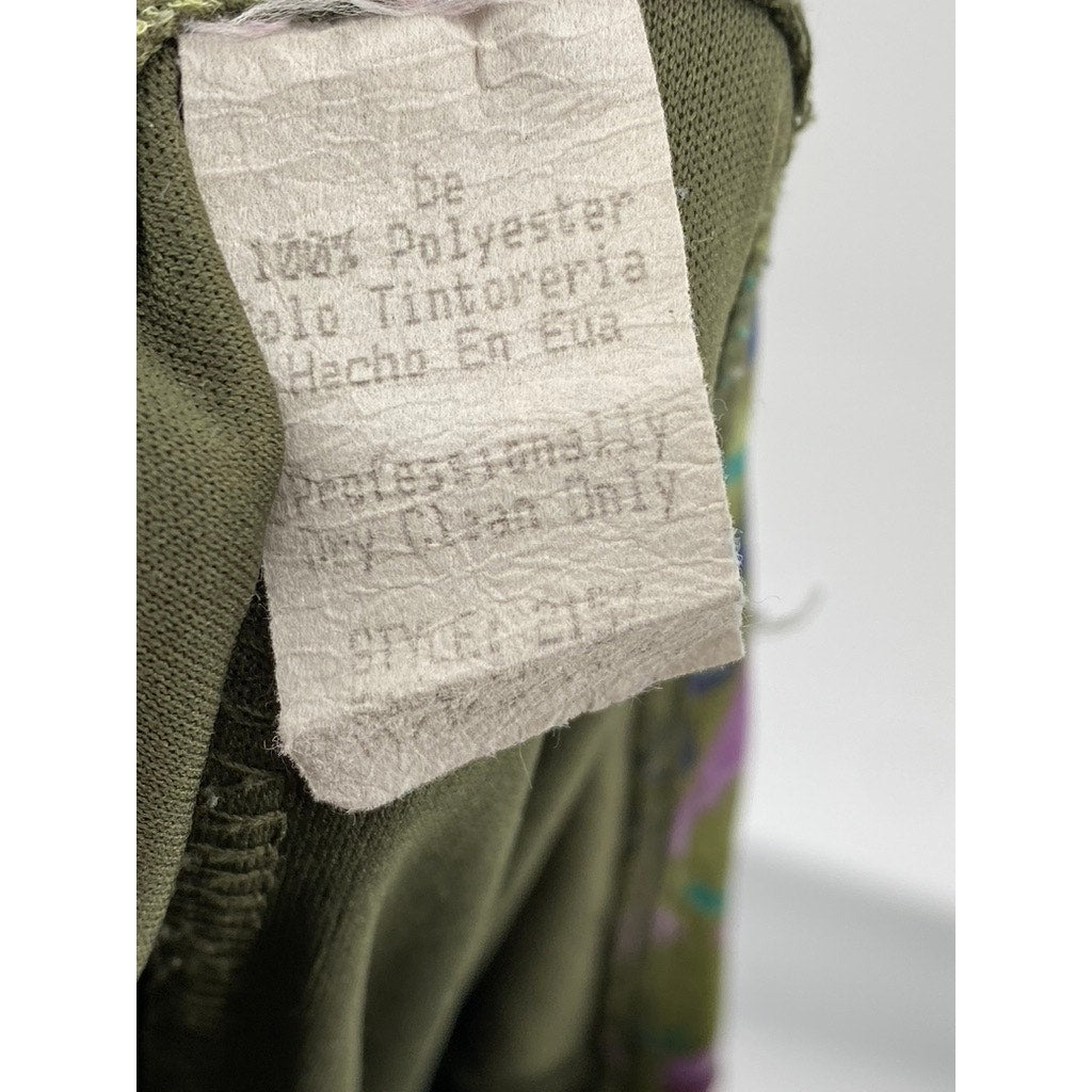 CLUE Women's Green Paisley Print Vintage Y2K Straight Knee-Length Skirt SZ M