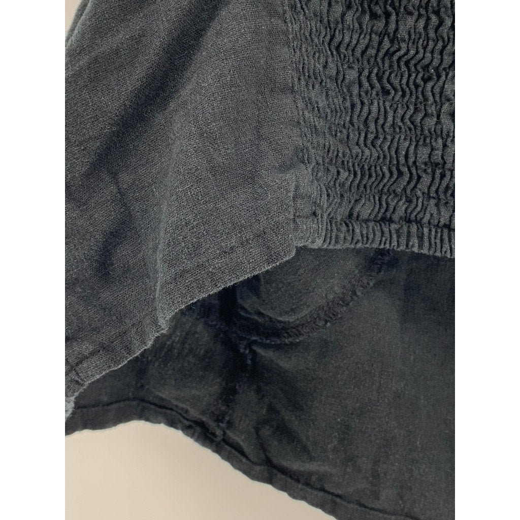 UNIVERSAL THREAD Women's Black Smocked V-Neck Crop Top SZ 2XL