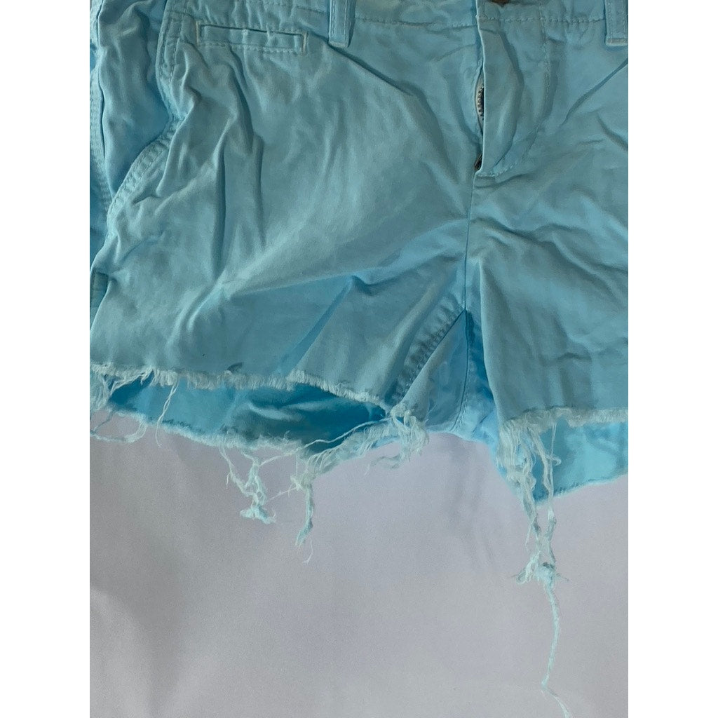 GAP Women's Light Blue Raw-Hem Regular-Fit Shorts SZ 0