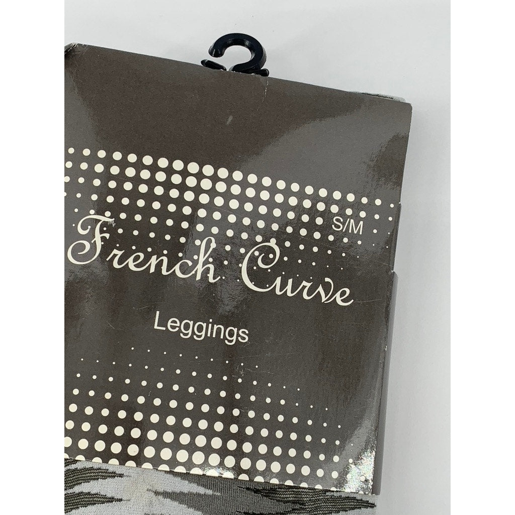 FRENCH CURVE Women's Dark Gray-White Sheer Printed Pull-On Tights SZ S/M