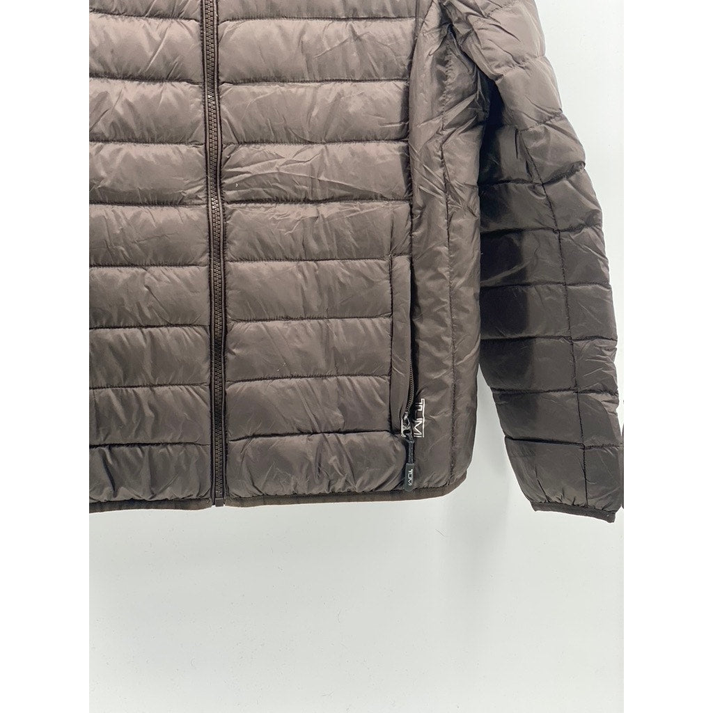 TUMI PAX Men's Brown Zip-Up Packable Puffer Jacket SZ S
