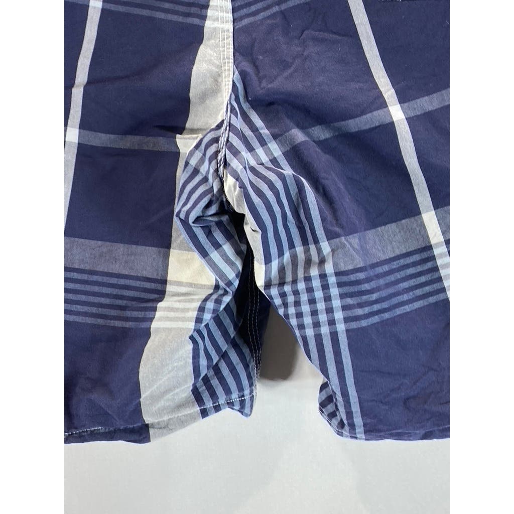 J.CREW Men's Blue Plaid Pull-On Original Long Board Swim Shorts SZ 33