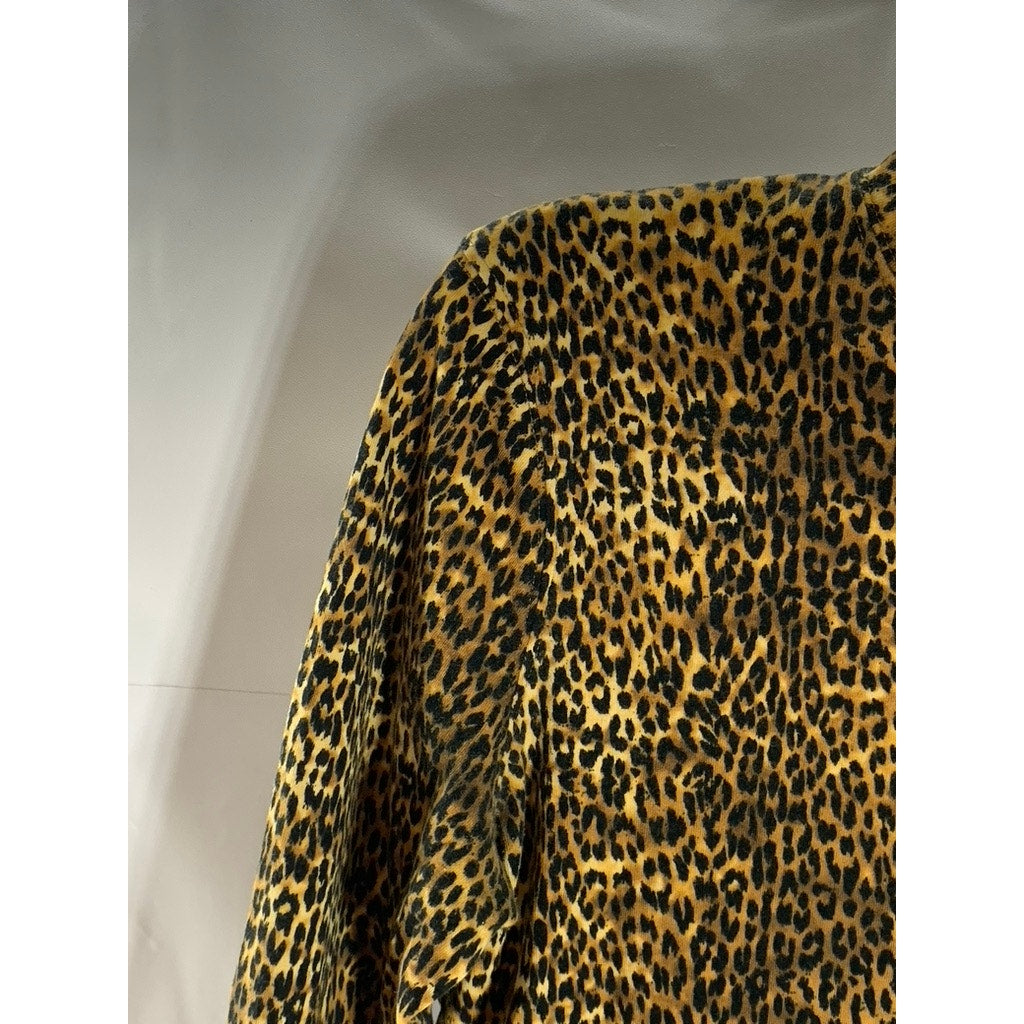 JONES NEW YORK SPORT Women's Brown/Black Animal Print Mock-Neck Top SZ S