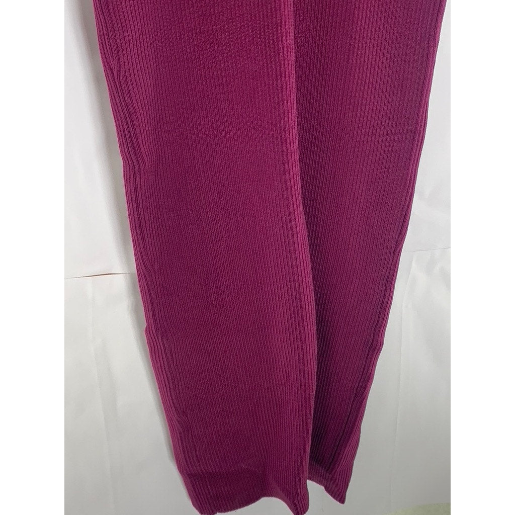 REBECCA MINKOFF Women's Wine Knit Crewneck Elbow Sleeve Maci Dress SZ S