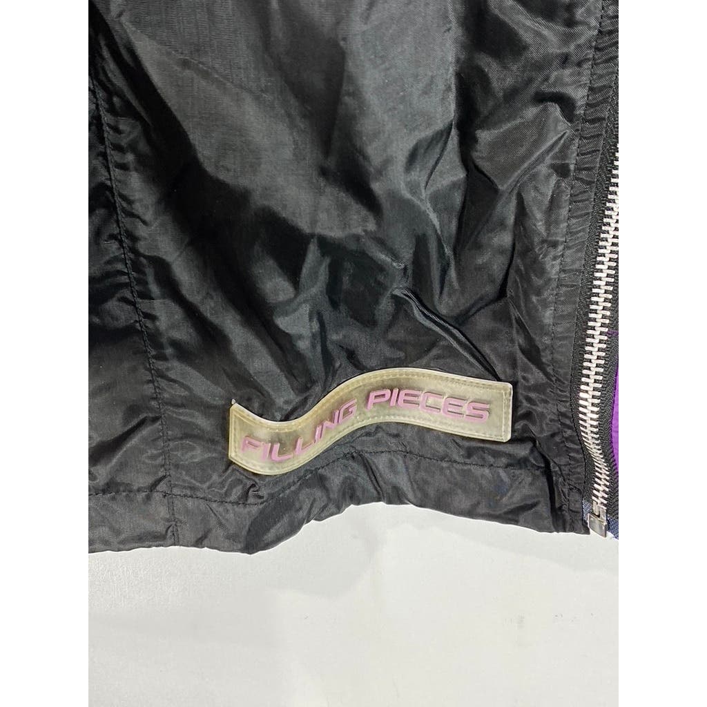 FILLING PIECES Men's Black/Purple Colorblock Zip-Up Lightweight Jacket SZ M