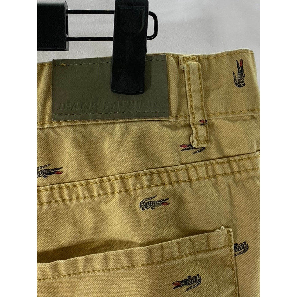JEANS FASHION Men's Tan Alligator Print Chino Shorts SZ 34