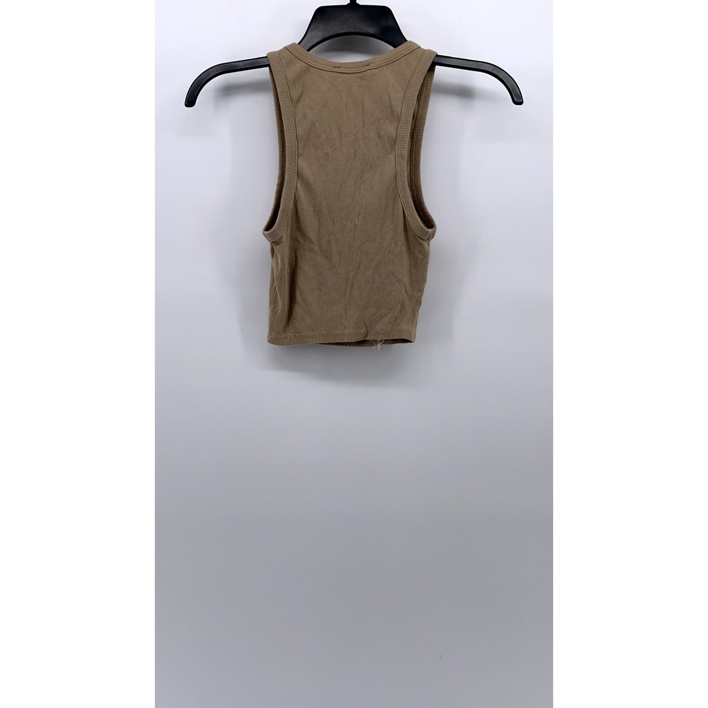 ZARA Women's Tan Rib Knit Casual Crewneck Sleeveless Cropped Top SZ S