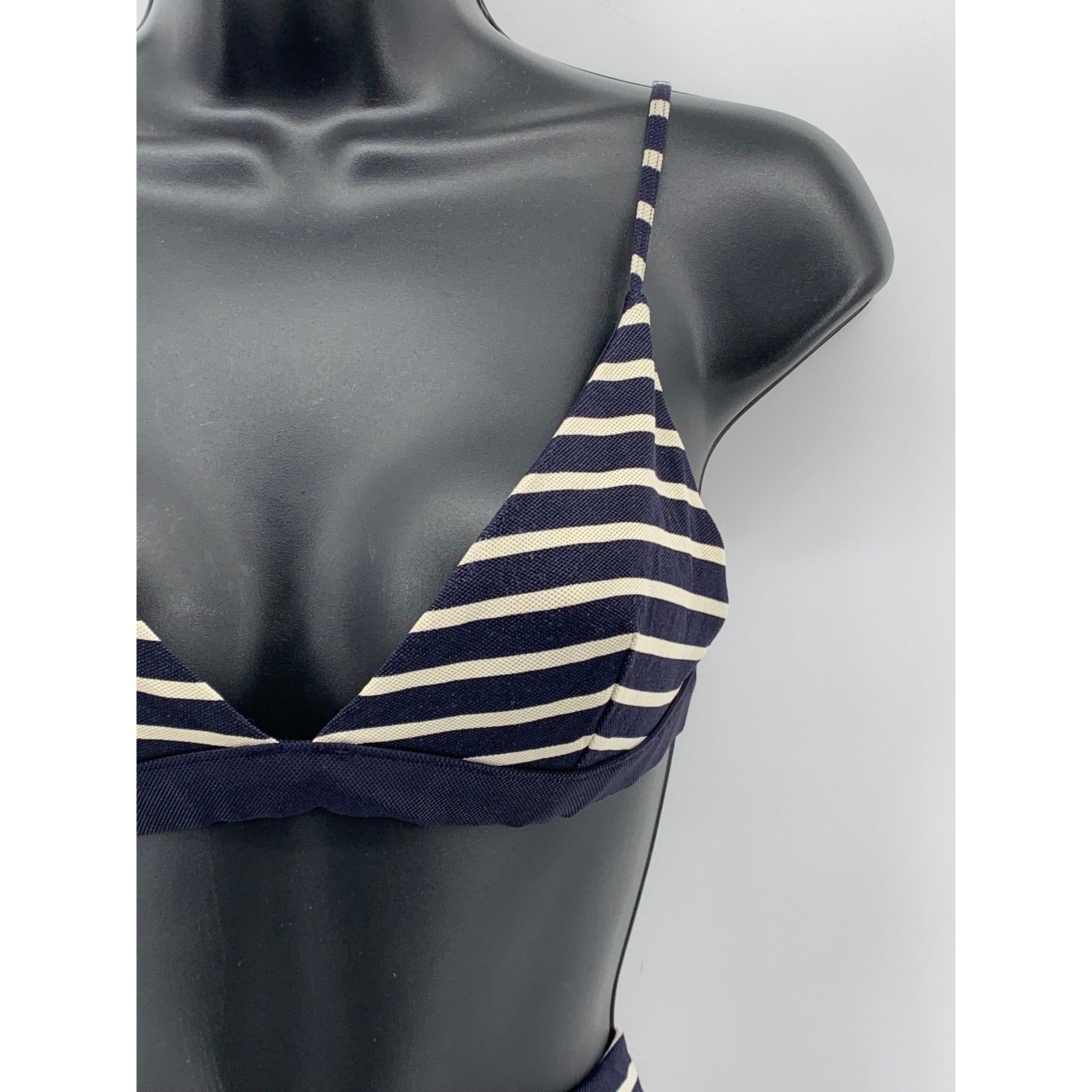 COS Women’s Navy-White Striped 2pc V-Neck Swimsuit SZ 4
