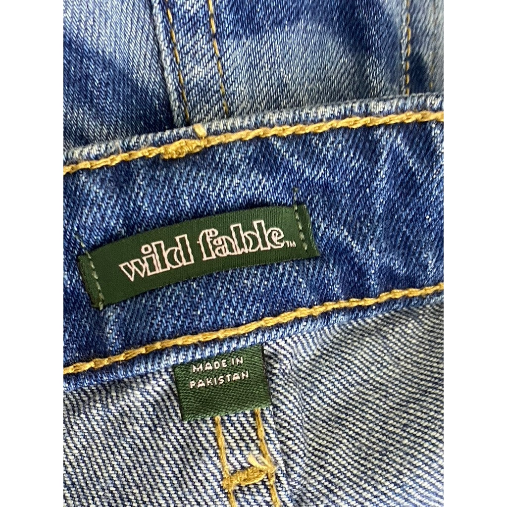 WILD FABLE Women's Blue Denim Swirl Print Highest Rise Baggy Jean SZ 28