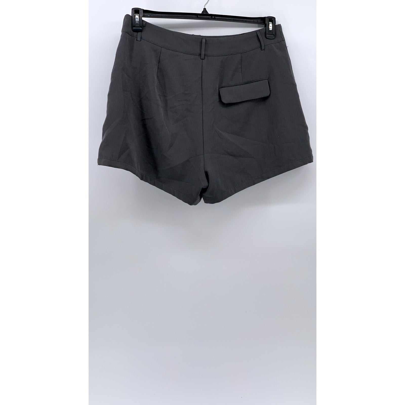 CIDER Women's Gray Solid High-Rise Casual Pleated Shorts SZ 0XL(12/14)