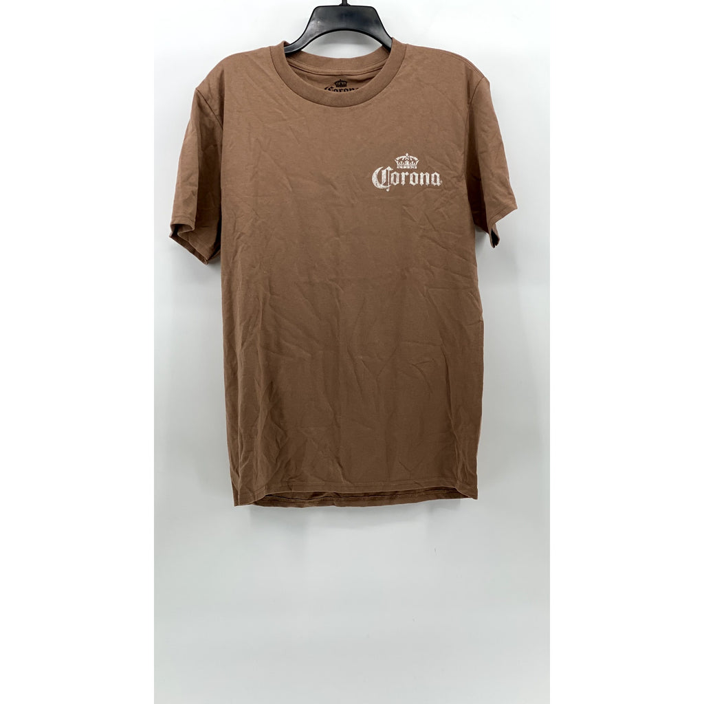 CORONA Men's Brown Graphic Crewneck Casual Short Sleeve T-Shirt SZ S