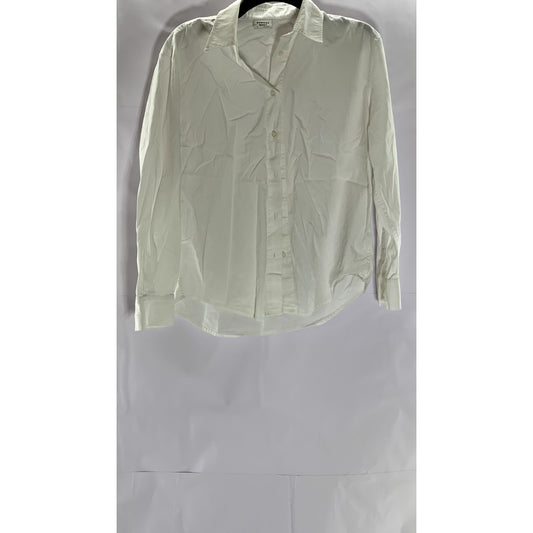 SUNDAY BEST Women's White Solid Button-Up Regular-Fit Long Sleeve Shirt SZ XS