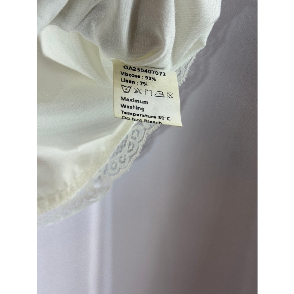 COMMENSE Women's White Fly Away Tied Lace-Trim V-Neck Sleeveless Tank top SZ S
