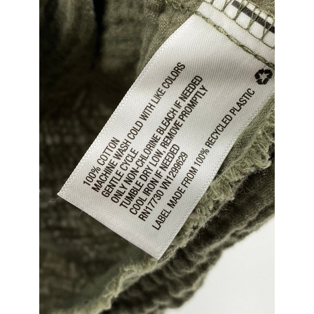 KNOX ROSE Women's Olive Green Gauze Elbow Sleeve Button-Up Top SZ 2XL