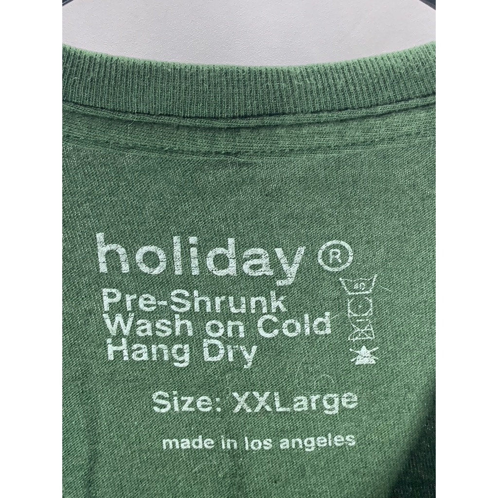 HOLIDAY BRAND Men's Dark Green Crewneck Logo Short Sleeve T-Shirt SZ 2XL