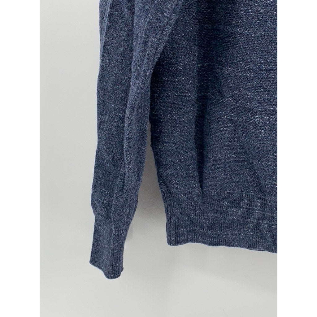 J.CREW Men's Blue Heather Cotton Crewneck Slim-Fit Knit Pullover Sweater SZ M