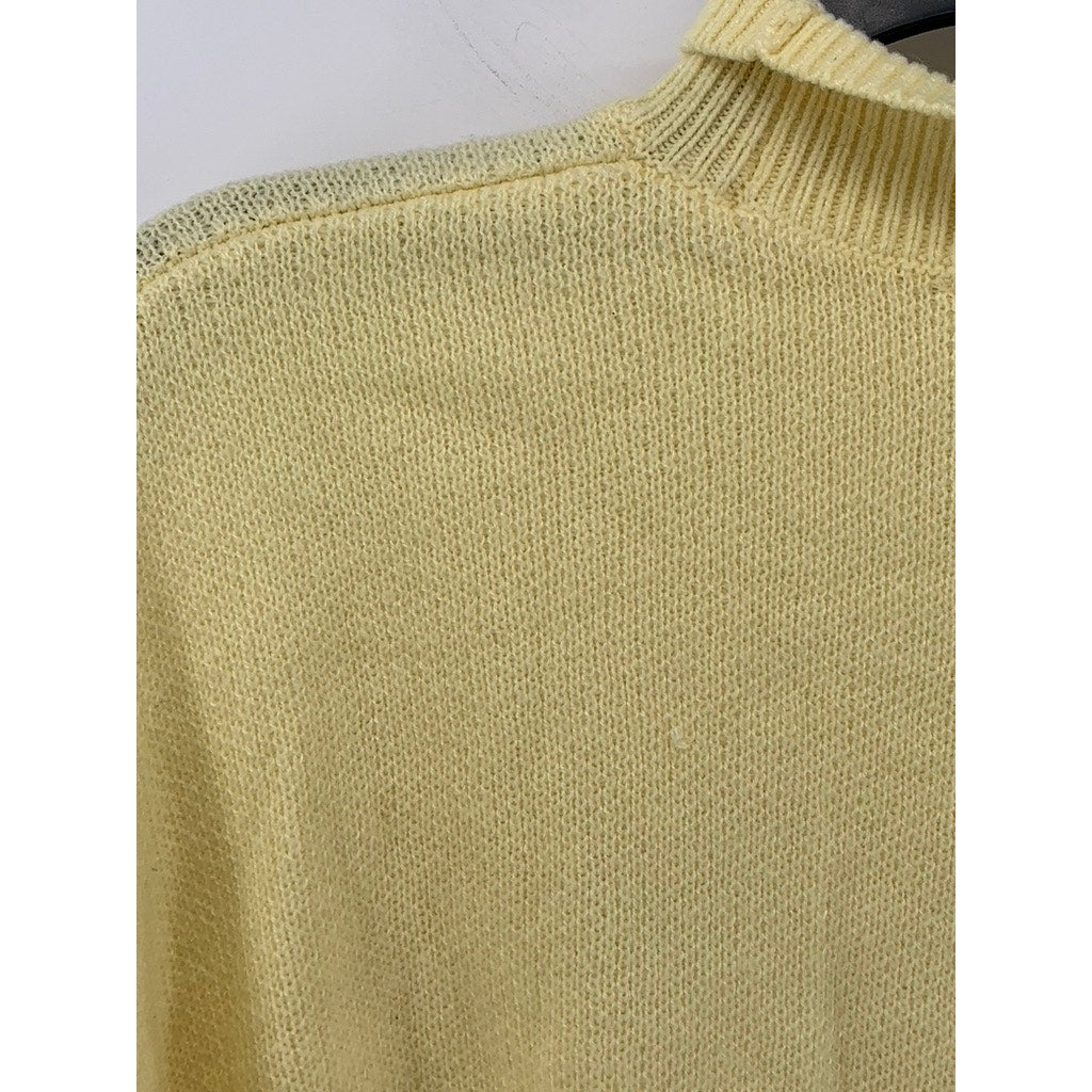 DIVIDED By H&M Women's Yellow Knit Mock-Neck NYC Patch Logo Sweater SZ XS
