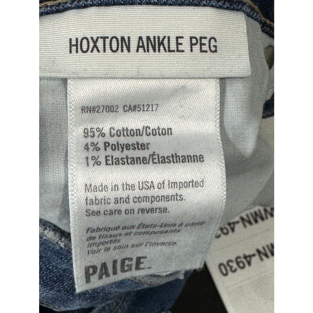 PAIGE Women's Pico High-Rise Hoxton Ankle Peg Skinny-Leg Raw-Hem Jeans SZ 28