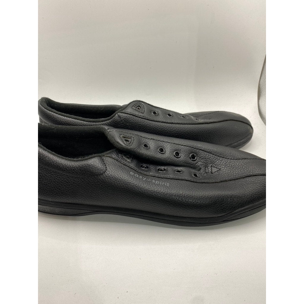 EASY SPIRIT Women's Black Leather Lace-Up AP1 Lace-Up Walking Shoes SZ 10.5